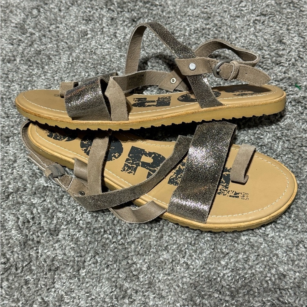 Sorel Women's Ella Criss Cross Leather Casual Sandal Size 10.5 - Picture 5 of 5